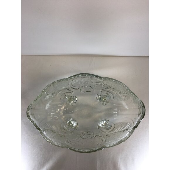 Vintage Jeanette Clear Glass Lombardi Fruit Serving Bowl Footed Oval 10" - Picture 7 of 7